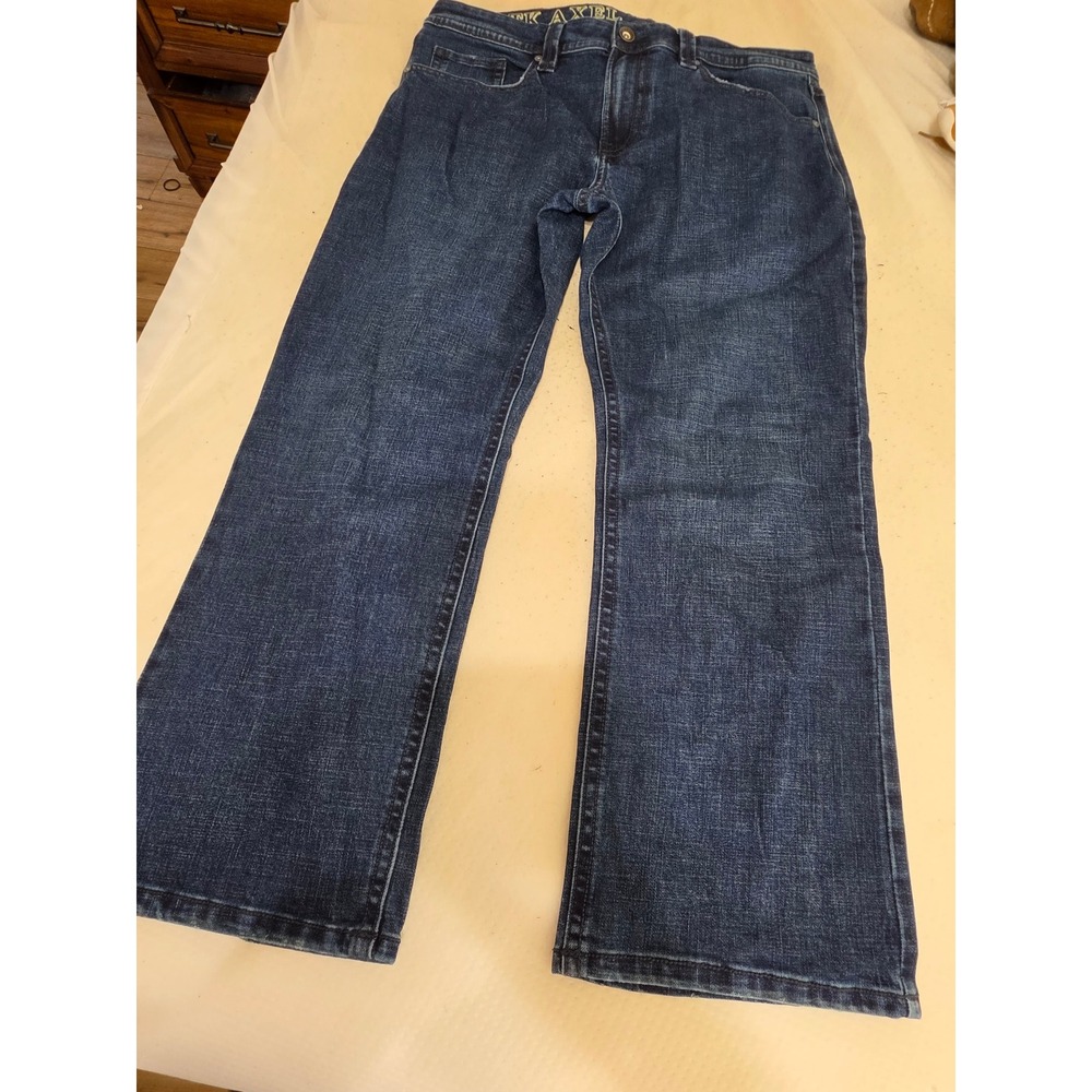 Axel Jeans Mens Slim Bootcut Dark Wash Denim‎ Embroidered Flap Pocket 36x30